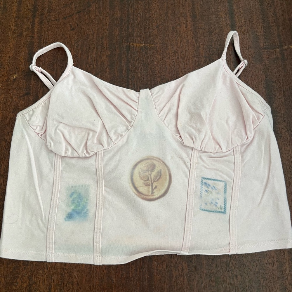 Tilly's Light Pink Crop Top with Graphic Accents